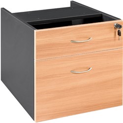 Om Fixed Drawer Pedestal W464 X D400 X H450Mm 1 Drawer  1 File Beech Charcoal