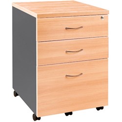 Mobile Pedestal Om  1 Filing 2 Stationery Drawers Beech Charcoal