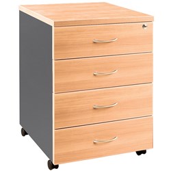 Om Mobile Pedestal 4 Stationery Drawers Beech Charcoal