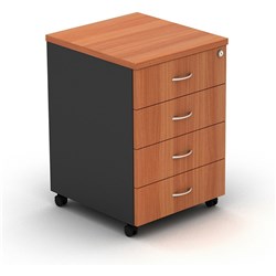 Om Mobile Pedestal 4 Stationery Drawers Cherry Charcoal