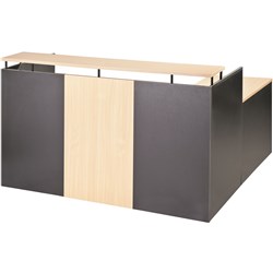 Om Reception Counter W1800 X D750 X H1100Mm Beech Charcoal