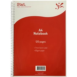 STAT NOTEBOOK A4 60GSM 7MM RULED RED 120P