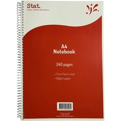 STAT NOTEBOOK A4 60GSM 7MM RULED RED 240P