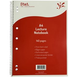 STAT NOTEBOOK A4 LECTURE 60GSM 7MM RULED RED 140P