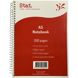 STAT NOTEBOOK A5 60GSM 7MM RULED RED 200P