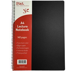 STAT NOTEBOOK A4 LECTURE 60GSM 7MM RULED PP BLACK 140P