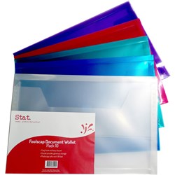 Stat Document Wallet With Button F/C W/Gusset Asst 10Pk
