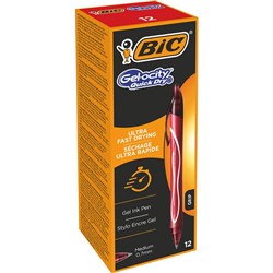 Bic Gelocity Gel Pen Retractable 0.7Mm Medium Red Pack Of 12