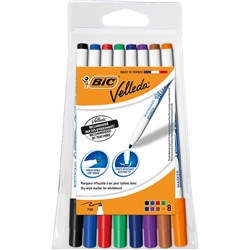 Bic Velleda Whiteboard Marker 1721 Thin Bullet Assorted Wallet Of 8