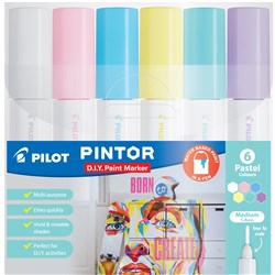 PILOT PINTOR PAINT MARKER Medium 1.4mm Pastel Colours Wallet of 6