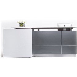 CALVIN RECEPTION COUNTER W 2100 x D 950 x H 1150mm Metallic Grey/Matte White