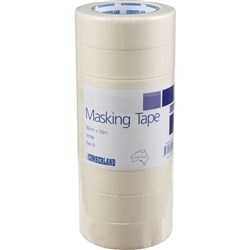 Cumberland Masking Tape 36Mmx50M White Pack Of 6