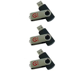 Shintaro 8GB Rotating Pocket USB 2.0 Black Pack of 3