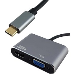 Shintaro Usb-C To 4K Hdmi & 1080P Vga Hub Silver