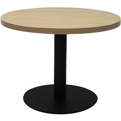 Rapidline Circular Coffee Table 600Mm Dia Flat Disc Base Natural Oak With Black