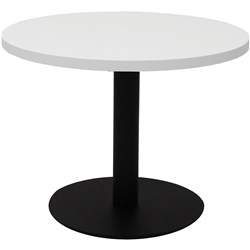 Rapidline Circular Coffee Table 600Mm Dia Flat Disc Base Natural White With Black