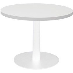 Rapidline Circular Coffee Table 600Mm Dia Flat Disc Base Natural White With White Satin