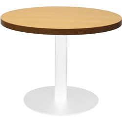 Rapidline Circular Coffee Table 600Mm Dia Flat Disc Base Beech With White Satin
