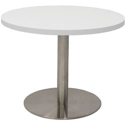Rapidline Circular Coffee Table 600Mm Dia Flat Disc Base Natural White Stainless Steel