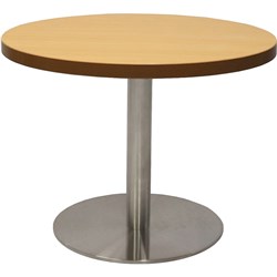Rapidline Circular Coffee Table 600Mm Dia Flat Disc Base Beech Stainless Steel