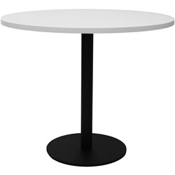Rapidline Circular Meeting Table 900Mm Dia Disc Base Natural White With Black