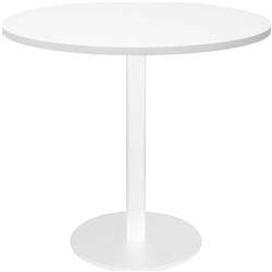 Rapidline Circular Meeting Table 900Mm Dia Disc Base Natural White With White Satin