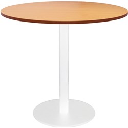 Rapidline Circular Meeting Table 900Mm Dia Disc Base Beech With White Satin