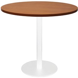 Rapidline Circular Meeting Table 900Mm Dia Disc Base Cherry With White Satin