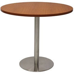 Rapidline Circular Meeting Table 600Mm Dia Disc Base Cherry Stainless Steel