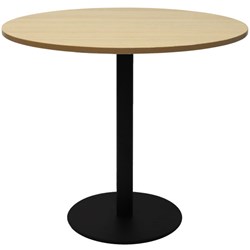 Rapidline Circular Meeting Table 600Mm Dia Disc Base Natural Oak With Black