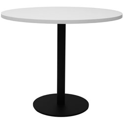 Rapidline Circular Meeting Table 600Mm Dia Disc Base Natural White With Black