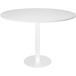 Rapidline Circular Meeting Table 600Mm Dia Disc Base Natural White White Satin