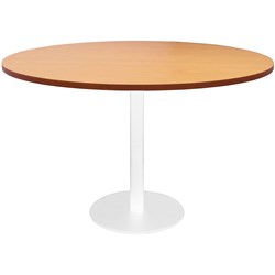 Rapidline Circular Meeting Table 600Mm Dia Disc Base Beech With White Satin