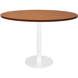 Rapidline Circular Meeting Table 600Mm Dia Disc Base Cherry With White Satin