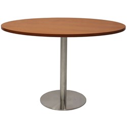 Rapidline Circular Meeting Table 600Mm Dia Disc Base Cherry Stainless Steel