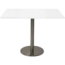 Rapidline Square Top Table 900X900Mm Circular Base Natural White Stainless Steel