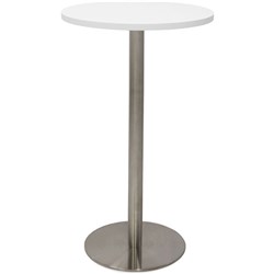 Rapidline Circular Dry Bar Table 600Mm Dia Disc Base Natural White Stainless Steel