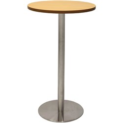 Rapidline Circular Dry Bar Table 600Mm Dia Disc Base Beech Stainless Steel