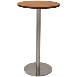 Rapidline Circular Dry Bar Table 600Mm Dia Disc Base Cherry Stainless Steel