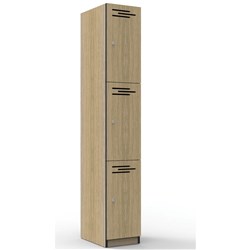 Rapidline Melamine Locker 3 Door 305Wx455Dx1850Mmh Natural Oak With Black