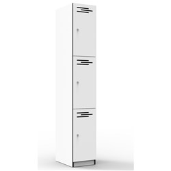 Rapidline Melamine Locker 3 Door 305Wx455Dx1850Mmh Natural White With Black