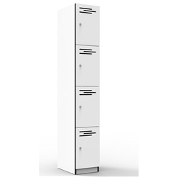 Rapidline Melamine Locker 4 Door 305Wx455Dx1850Mmh Natural White With Black