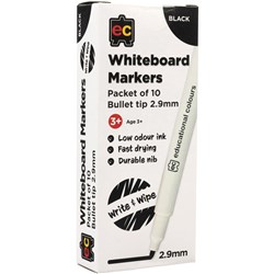 Ec Whiteboard Marker Thin Black Pack Of 10