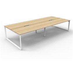 Deluxe Loop Workstation 4 Person No Screen 1800Wx750D Oak Top White Double Frame