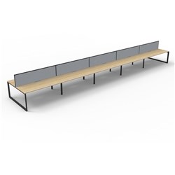Deluxe Loop Workstation 10 Person With Screen 1800Wx750D Oak Top Black Double Frame