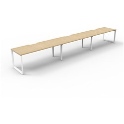 Deluxe Loop Workstation 3 Person No Screen 1200Wx750D Oak Top White Single Frame