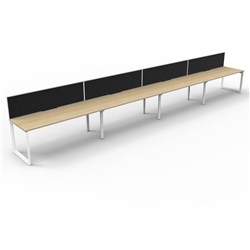 Deluxe Loop Workstation 4 Person With Screen 1200Wx750D Oak Top White Single Frame