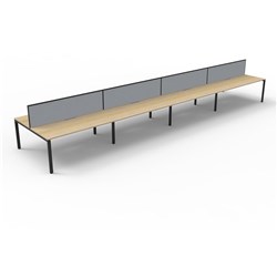 Deluxe Profile Workstation 8 Person With Screen 1500Wx750D Oak Top Black Double Frame