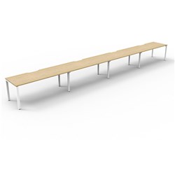 Deluxe Profile Workstation 4 Person No Screen 1800Wx750D Oak Top White Single Frame