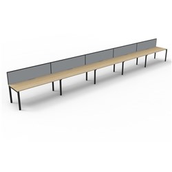 Deluxe Profile Workstation 5 Person With Screen 1800Wx750D Oak Top Black Single Frame
